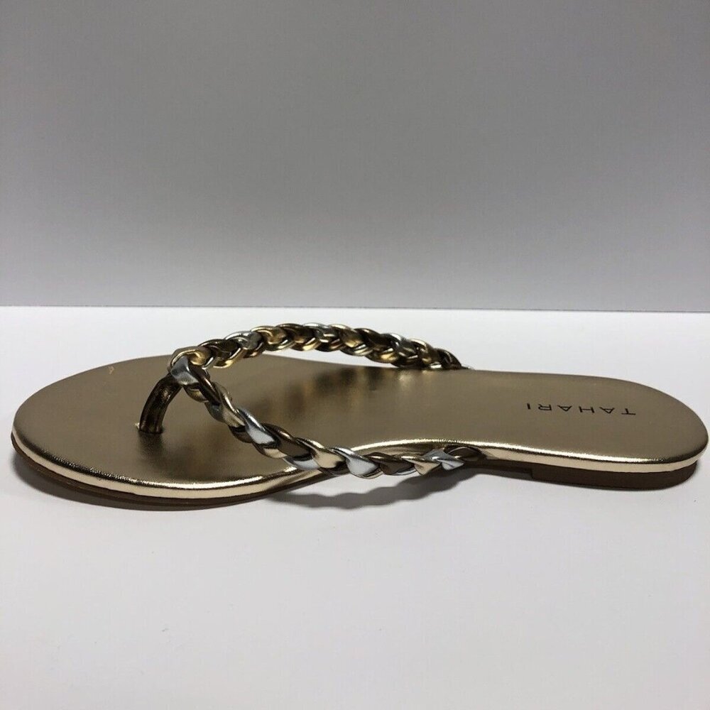 Tahari Women’s Tilla, Metallic Thong Sandals, Size 9.5M.
